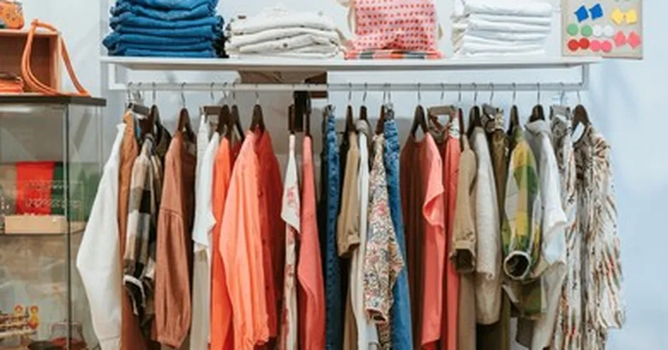clothing items neatly folded showcase